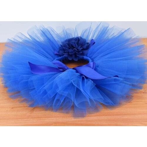 Royal Blue Baby Girls Fluffy Tutu Skirt & Headband Set Newborn Photo Prop Costume Infant Birthday Tulle Tutus Outfit For 0-12M
