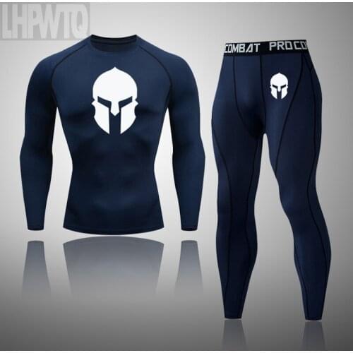 Thermal Set Compression Mens Long Underwear Suit Rashguard Spartan Winter Warm First Layer Tights T-Shirt Leggings 2pc Set Men