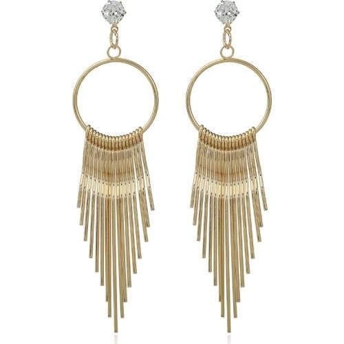 Korean Version Of Zircon Exaggerated Female Metal Long Tassel Earrings Fashion Earrings Earrings Friends Gifts