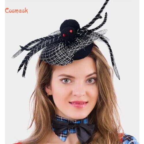 Cosmask Halloween Mask Props Spider Queen Hair Band Party Costume Mask Horror Carnival Cosplay Party Props