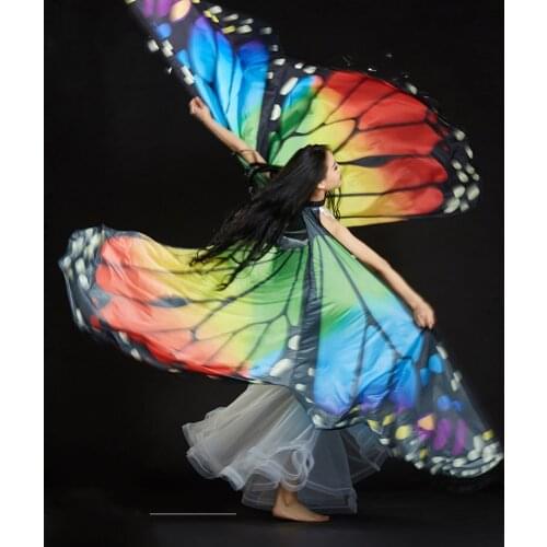 Wings for oriental dances colorful orange adult children led wings for belly dancing