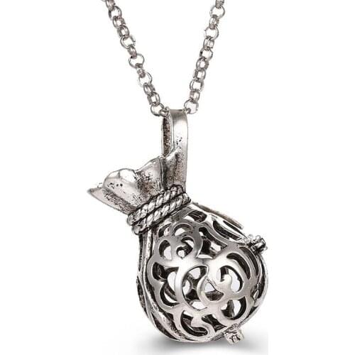 Mexico Music Ball Lucky Bag Pendant Vintage Aromatherapy Necklace Essential Oil Diffuser Perfume Lockets For Pregnancy Jewelry