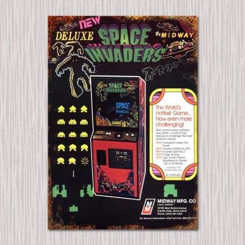 Space Invaders Deluxe Arcade Flyer Tin Sign Metal Sign Metal Poster Metal Decor Metal Painting Wall Sticker Wall Sign