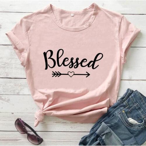 Cute Blessed heart Shirt Christian T Shirt New Arrival 100%Cotton Funny T Shirt Christian Shirts for Women Religious Shirts