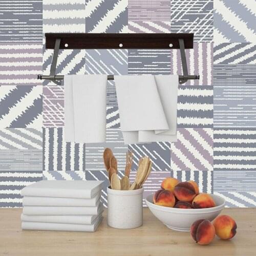 Tiles Wall Sticker Stairs Kitchen Bathroom Home Decor Wall Decals Mandala Ceramic Peel & Stick Art Wallpape Customed Gray & Blue