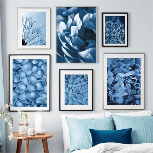 Blue Clover Dandelion Succulent Plants Wall Art Canvas Painting Nordic Posters And Prints Wall Pictures For Living Room Decor