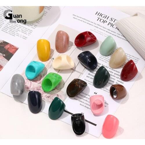 GuanLong New Fashion/Finger/Resin/Big Rings For Women Acrylic/Punk/Black Ring Unique Design Style Party Vintage Ring for Girls