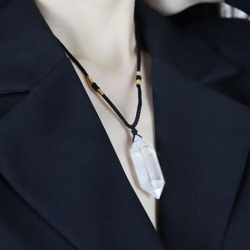 Natural Aquamarine Healing Stone Pendant Gem Minerals Amethyst NecKLACE DIY Gift Crystal Pendant Female Jewelry Gothic Sale