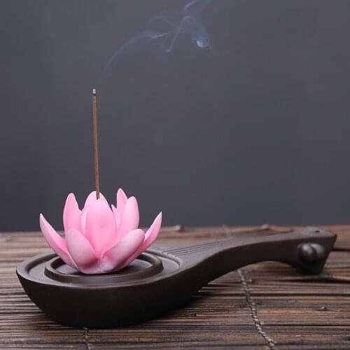 Pipa Design Handicraft White Lotus Incense Stick Holder Home Office Tea House Desktop Decorate Ceramic Incense Burner Censer