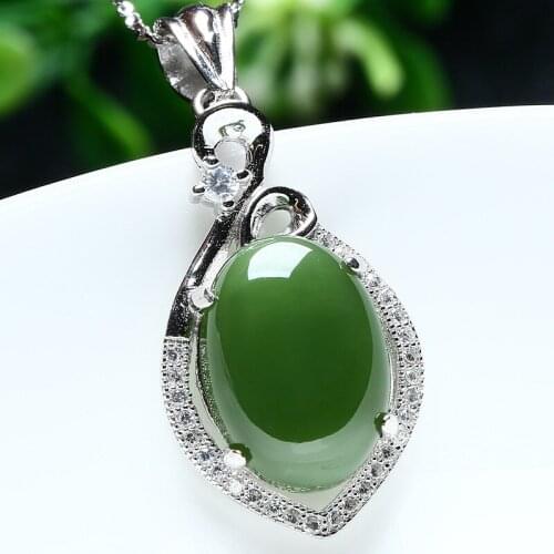 Natural and Tian Biyu are 925 Silver Pendant atmosphere with inlaid jade pendant necklace sent silver egg noodles