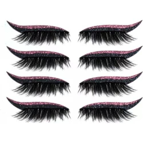 Strip lash new eyelash eyeliner reusable eyeliner 4 pairs in 1 pack and eyelash sticker for new make user