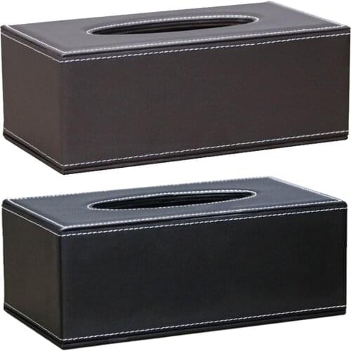 Household Office Rectangular Tissue Paper Holder Box PU Leather Facial Paper Napkin Cover Case Storage Holder