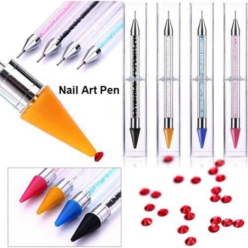 Women Ladies Nail Dotting Art Pen Fashion Beauty Supply 3D Sticker Nail Tool Point Drill Pen WH998