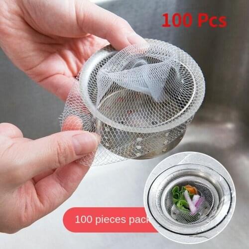 Newest 100pcs Sink Filter Mesh Kitchen Trash Bag Prevent The Sink From Clogging Filter Bag For Bathroom Strainer Rubbish Bag