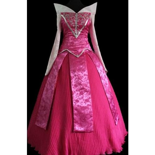 Sleeping Princess Aurora Cosplay Costume Adult Women Red Elegant Party Dress Halloween Carnival Clothing