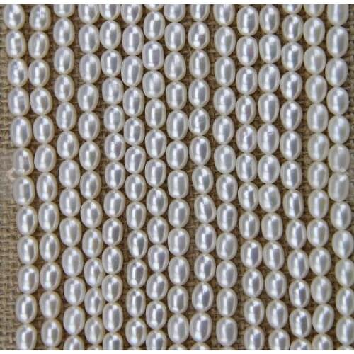 Unique Pearls jewellery Store 5-5.5mm AAA White Rice Genuine Freshwater Pearl Loose Beads One Full String DIY Jewelry Material