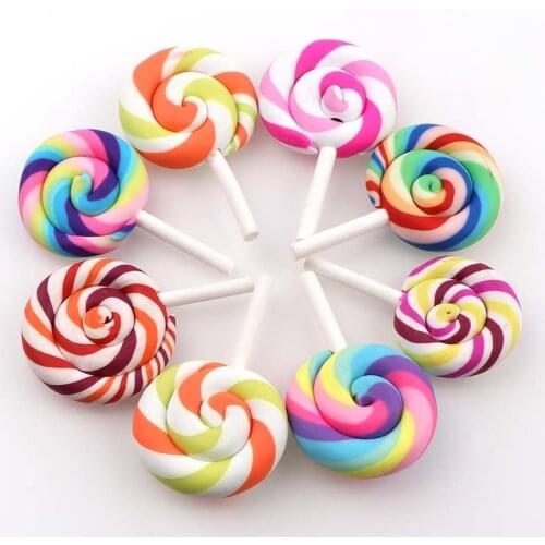 10Pcs/Set Spiral Rainbow Colorful Lollipop Charms Pendant DIY Miniature Candy Decoration Handmade Jewelry Accessories Girls Toys