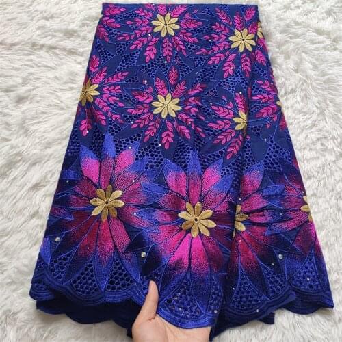 2021Latest High Quality African Nigerian Tulle Lace Fabric Swiss Cotton Embroidery Guipure Dress Wedding Damask Party 5yards