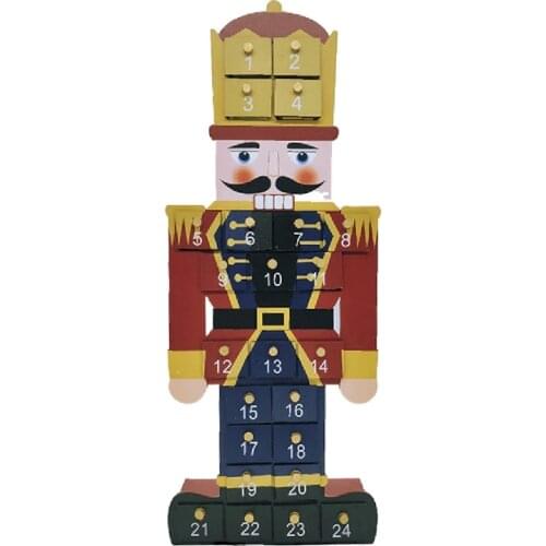 Cartoon Soldier 3D Christmas Countdown Calendar Wooden 24 Day Xmas Party Decor Advent Calendar 24 Storage Drawers Cute