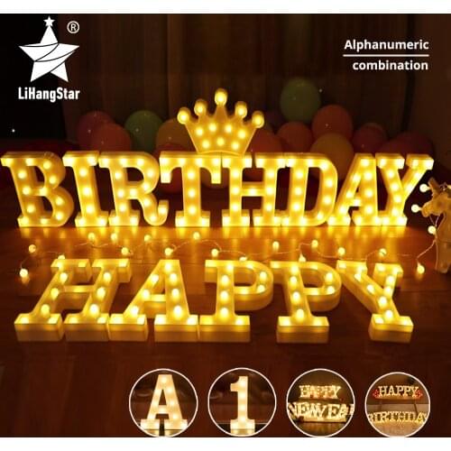 3D LED Night Light 26 Letters 0-9 Numbers Symbols Wall Hanging Lights Christmas Day Wedding Birthday Party Decoration Lights