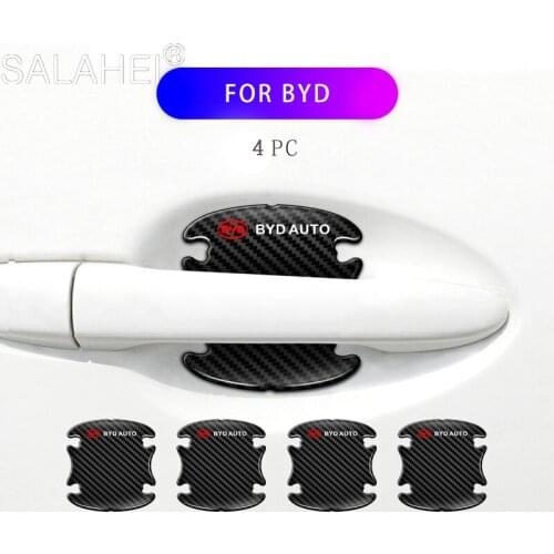 4Pcs Scratches Resistant Carbon Fiber Car Door Handle Stickers Protector Film For BYD I3 S7 G3 F3 S6 F0 E5 Car Accessories