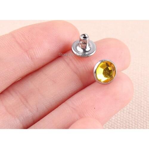 50PCS/lot 8*7mm Crystal Top Quality Garment Rivets for Clothes Shoes Belt Leather Craft Decoration