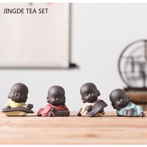 Yixing Purple Clay Tea Pets Ornament Handmade Boutique Teaware Accessories Home Potted Plants Decoration Tea Art Supplies