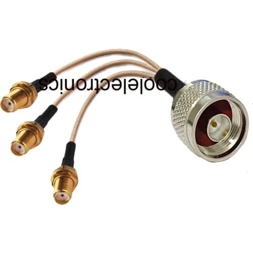 RG316 N Male Plug to 3 SMA Female Connector RF Pigtail Y Extension Cable 10/15/20/30/50cm / 1m
