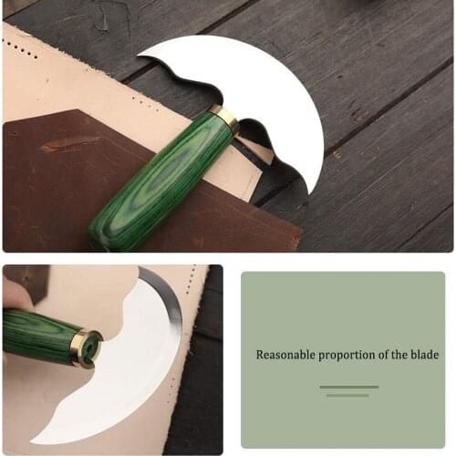 Leather Knife Cutting Trimming Tool with Wooden Handle Leather Working Knife for DIY Leathercraft Cutting Purpose Straight Trim