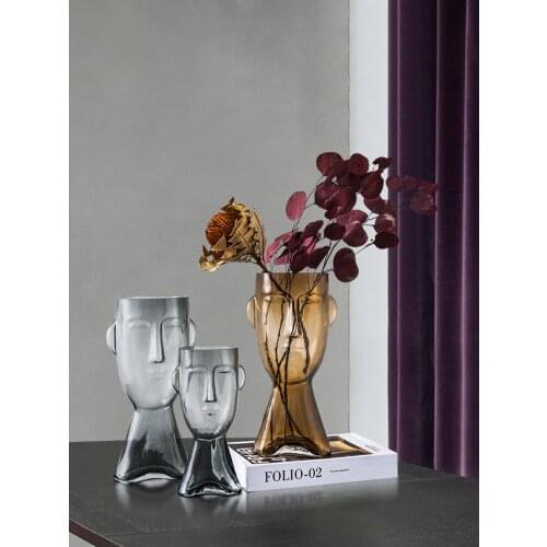 Creative and Simple Personality Human Face Glass Vase Home Table Living Room Decoration Flower Model Room Display Art Ornaments