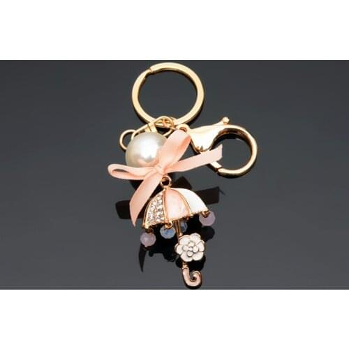 Lovely Trinkets Umbrella Shape Key Rings Key Holder Romantic Colorful Style Wally Decorated Women Key Chains Good Luck EH804