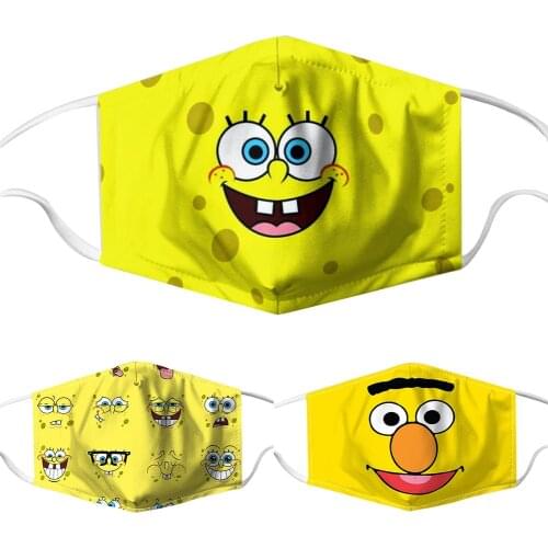 Cute-Sponge-Bob Christmas Masks Fashion Women Adult Mouth Covers Halloween Cospaly Party Reusable Street Sports Men Face Mask