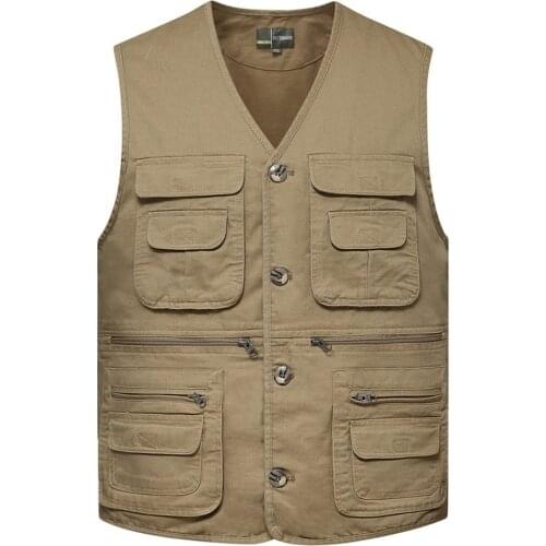 Mens Cotton Multi Pocket Fishing Vest Outdoor Casual Sleeveless Jacket Photograph Wearable In All Seasons Waistcoat Big Size 4XL