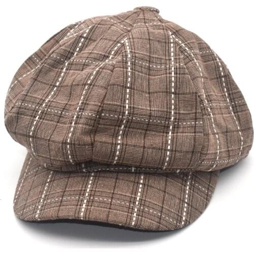 2020 New Gatsby Octagonal Beret Hat Mens Ladies Hat Tweed Black And White Herringbone Retro Ivy Hat C7