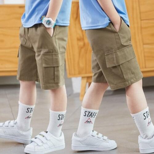 Solid Shorts Spring Summer Thin Casual Pants Boys Kids Trousers Children Clothing Teenagers School Cotton Formal Sport High Qual