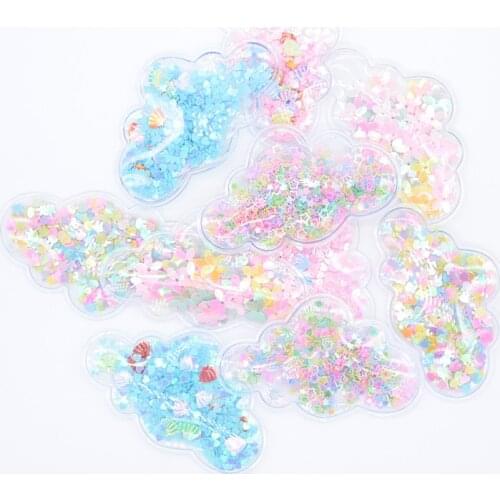Wholesale 50Pcs 78*48mm Transparent Plastic Sequins Appliques Cloud Patches for DIY Hat Sticker Headdress Hair Clips Decor H08
