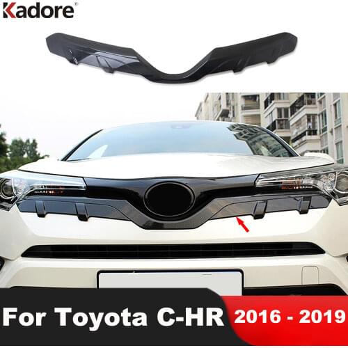 For Toyota C-HR CHR 2016 2017 2018 2019 Carbon Fiber Front Engine Machine Grille Cover Trim Center Grills Strip Car Accessories