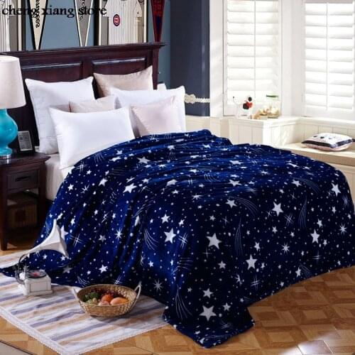 Bright stars bedspread blanket High Density Super Soft Flannel Blanket to on for the sofa/Bed/Car Portable Plaids CX004
