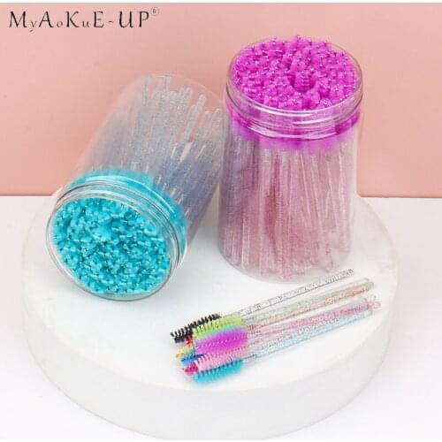 Eyelash Makeup Brush Diamond Handle Mascara Wands 100 Pcs/pcs Eyelash Extension Tools Disposable Eye Brow Brush