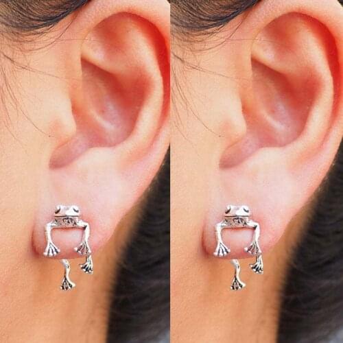 Cute Frog Earrings for Women Girls Animal Gothic Punk Stud Earrings Piercing Female Korean Jewelry Brincos One Pair