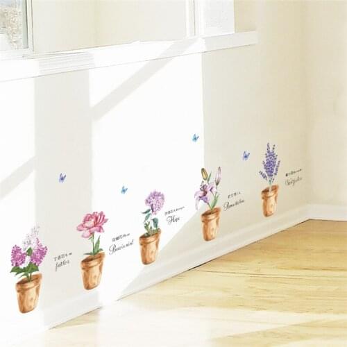 Lilac Lily Hydrangea Lavender Rose Flower Wall Stickers Living Room Bedroom Corridor Decoration Mural Art Diy Home Decor Decals