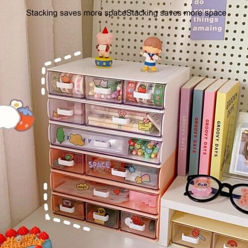 Stackable Desk Drawer Organizer Desktop Jewelry Container Drawer Large Capacity Non-slip Office Desktop Organizer for Home Offic