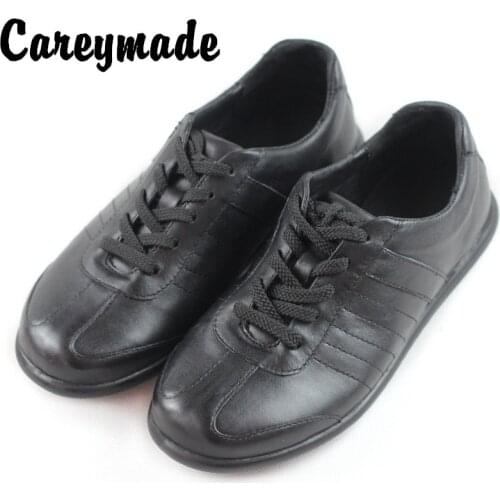 Careaymade-First layer cowhide casual women shoes comfortable non slip soft sole single shoes lace up flat heel leather shoes