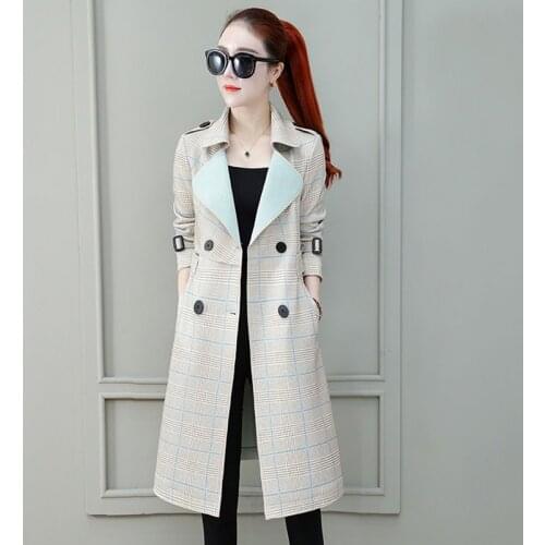 Fashion Womens Long trench Coat 2021 New Autumn Korean Style Oversize Double Breasted Windbreaker Female Spring coat