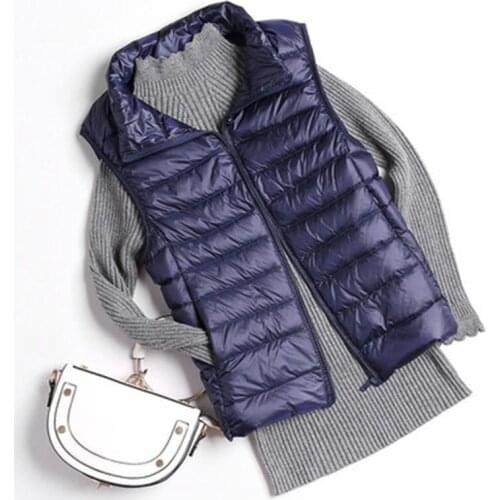 Winter Plus Size 4XL Stand Collar down jacket Duck Down Vest Women Ultra Light Short Jackets Casual Autumn Thin Slim Waistcoat