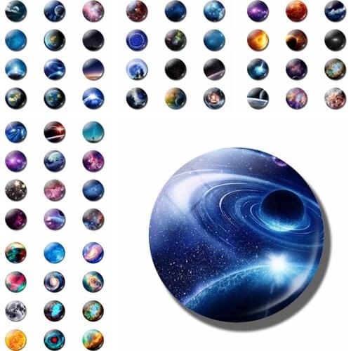 12pcs starry space fridge magnet 25MM Nebula glass convex round fridge sticker message board refrigeratorsticker homedecoration