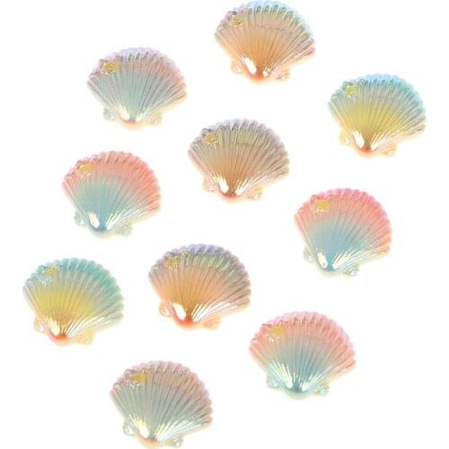 10Pcs 25*26mm Resin Kawaii Laser Shell Flatback Cabochons Embellishment DIY Accessories Scrapbooking Crafts Decoration 25*26mm