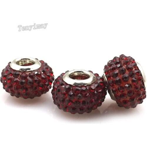 12pcs/lot Big Hole Charm Beads Dark Red Crystal Spacer Beads For Jewelry Making