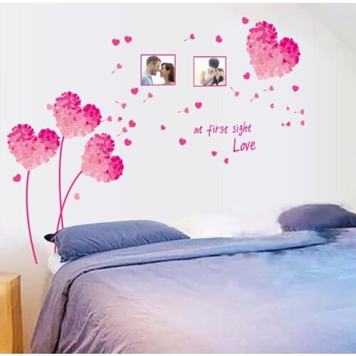 125*96cm Photo Frame Love Flower Wall Stickers Pink Blue Green Orange Purple DIY Wall Art DecalS Decoration Romantic HOME Decor