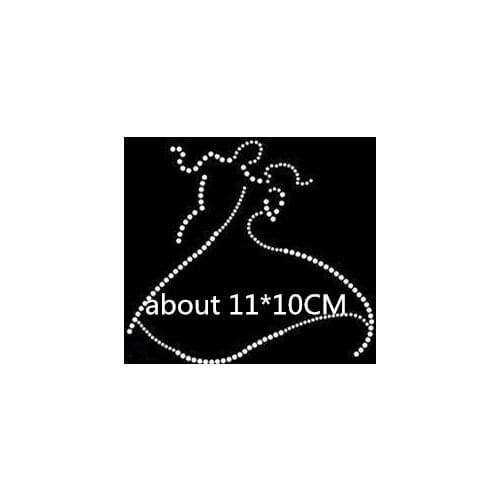 2pc/lot dancer appliques design stone hot fix rhinestone motif iron on crystal transfer patches for shirt